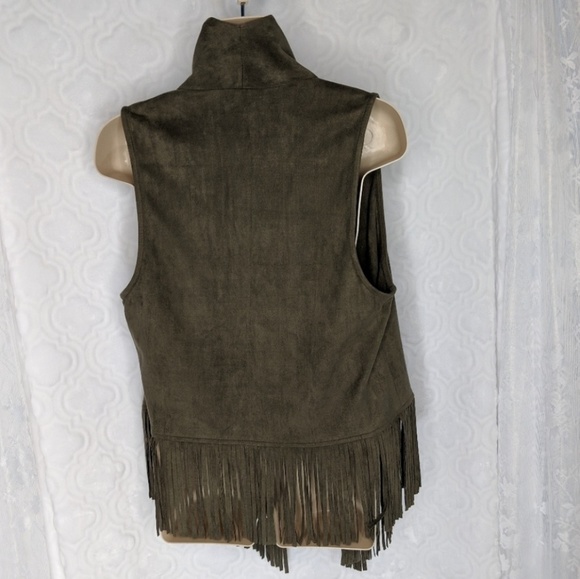 Mittoshop Faux Suede Fringed Festival Vest Sz S - Picture 2 of 7